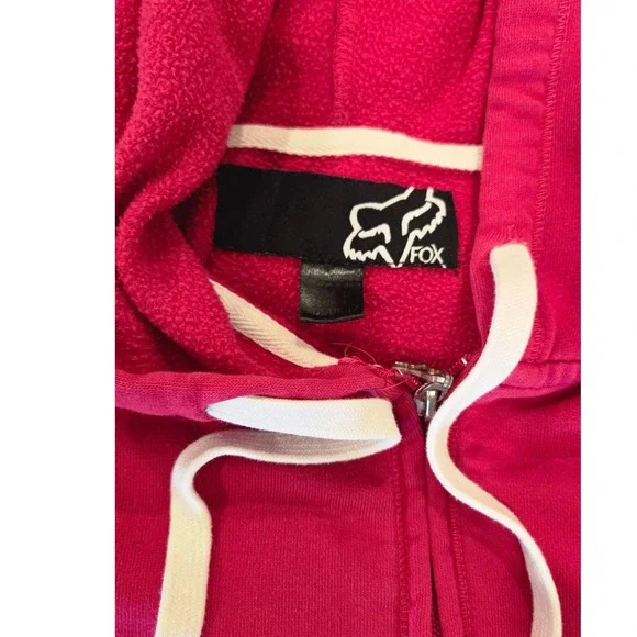 Fox Racing Womens Magenta Pink Full Zip Hoodie Fleece Embroidered Logo Large - Picture 2 of 10